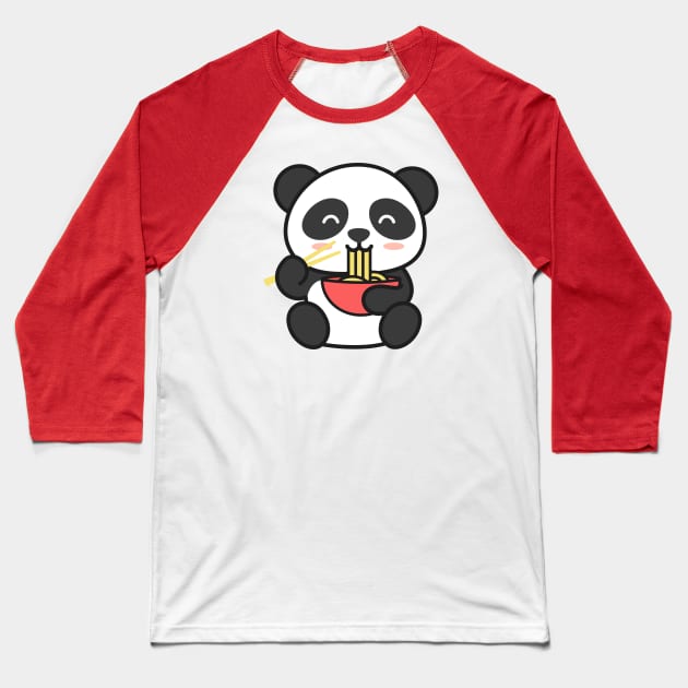 Ramen Panda Slurp Baseball T-Shirt by machmigo